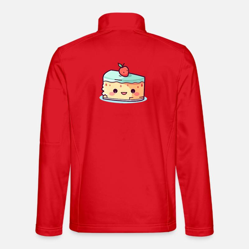 Kawaii Cake Slice with Cherry - Unisex Softshell Jacket - red