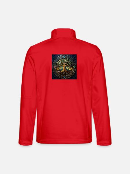 Mystic Tree mit Juwelen und Knoten - Unisex Softshelljacke - Rot - Hinten