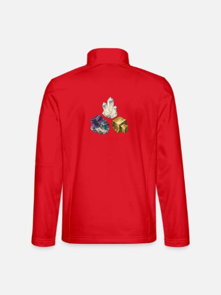 Sammlung von Quarzfluorit und Pyrit - Unisex Softshelljacke - Rot