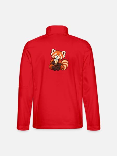 Kreuzbeiniger roter Panda trinkt Bubble Tea - Unisex Softshelljacke - Rot