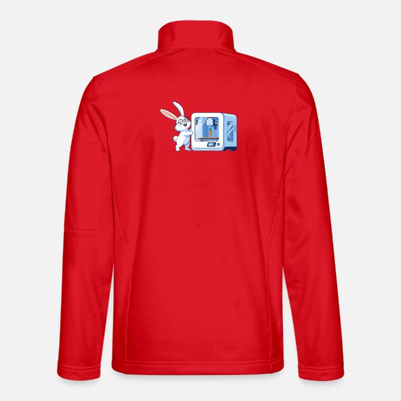 Lustiges Kaninchen Nerd Programmierer 3D Drucker - Unisex Softshelljacke - Rot