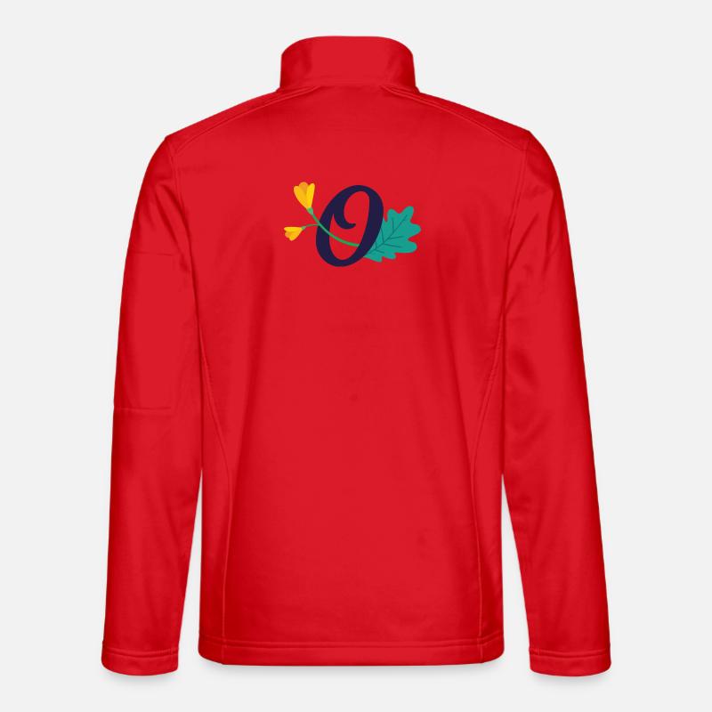 Eleganter Buchstabe 'O' mit Blumen - Unisex Softshelljacke - Rot