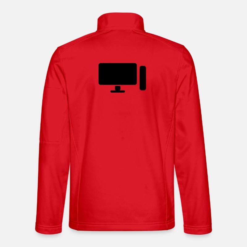 Minimal PC Setup Icon – Gamer Design - Unisex Softshelljacke - Rot