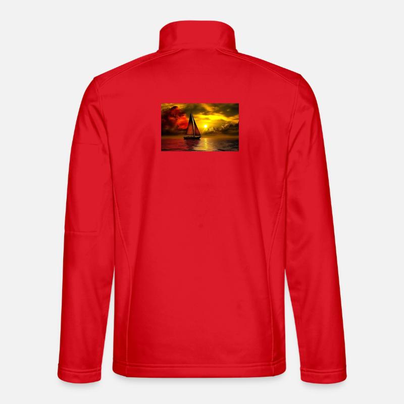 Voilier au coucher du soleil - Veste en tissu softshell Unisexe - rouge