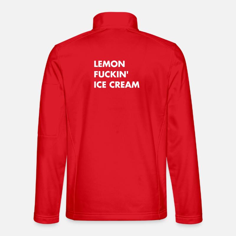 Lemon cream - white lettering - Unisex Softshell Jacket - red