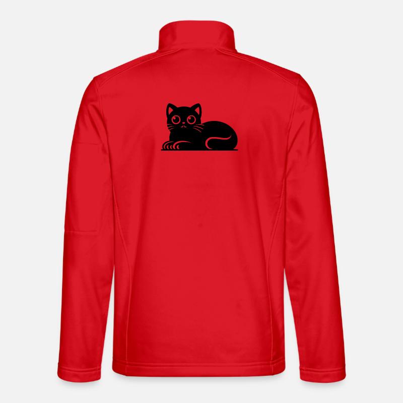 Cute Cat Cat Tattoo Style Drawing - Unisex Softshell Jacket - red