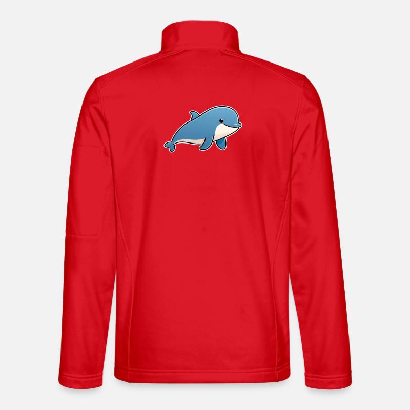 Blue dolphin – friendly sea friend - Unisex Softshell Jacket - red