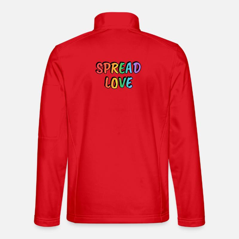 Spread Love Rainbow Text LGBT Pride - Unisex Softshell Jacket - red