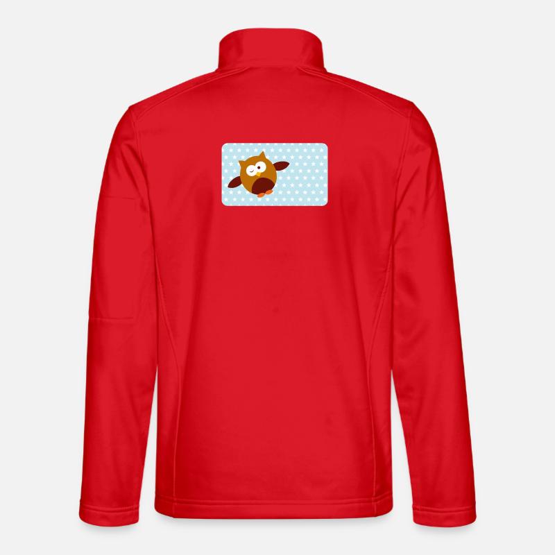 Funny Owl with Blue Asterisk | Customisable - Unisex Softshell Jacket - red