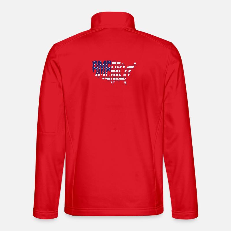 American Flag Map Design - Unisex Softshell Jacket - red