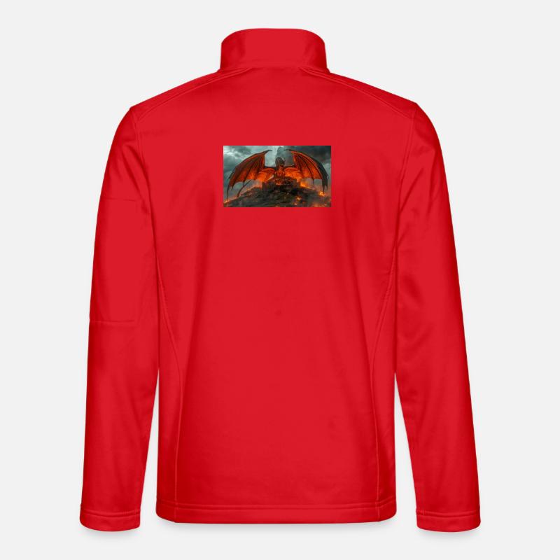Ein Drache bedroht Beowulfs friedliches Königreich - Unisex Softshelljacke - Rot