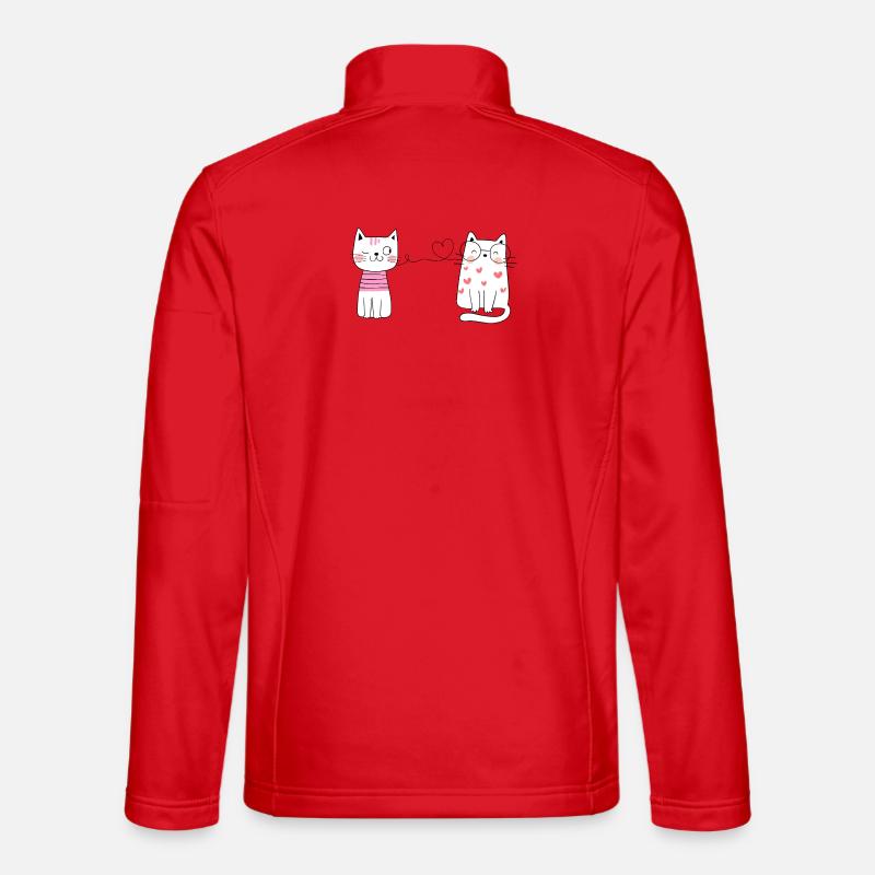 Zwei Katzen im HerzPopArt Stil - Unisex Softshelljacke - Rot