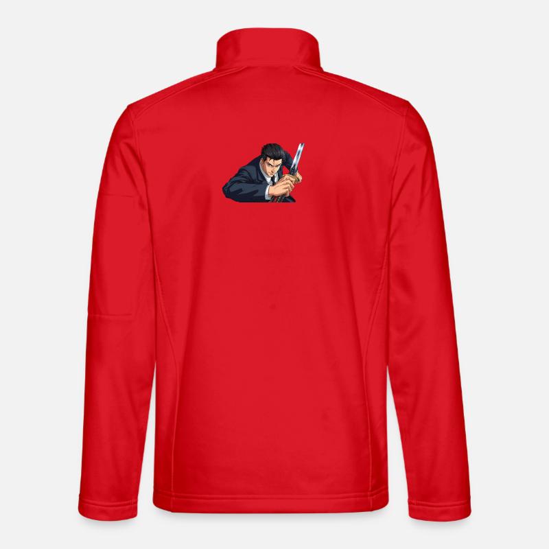 anime in suit with sword - Unisex Softshell Jacket - red