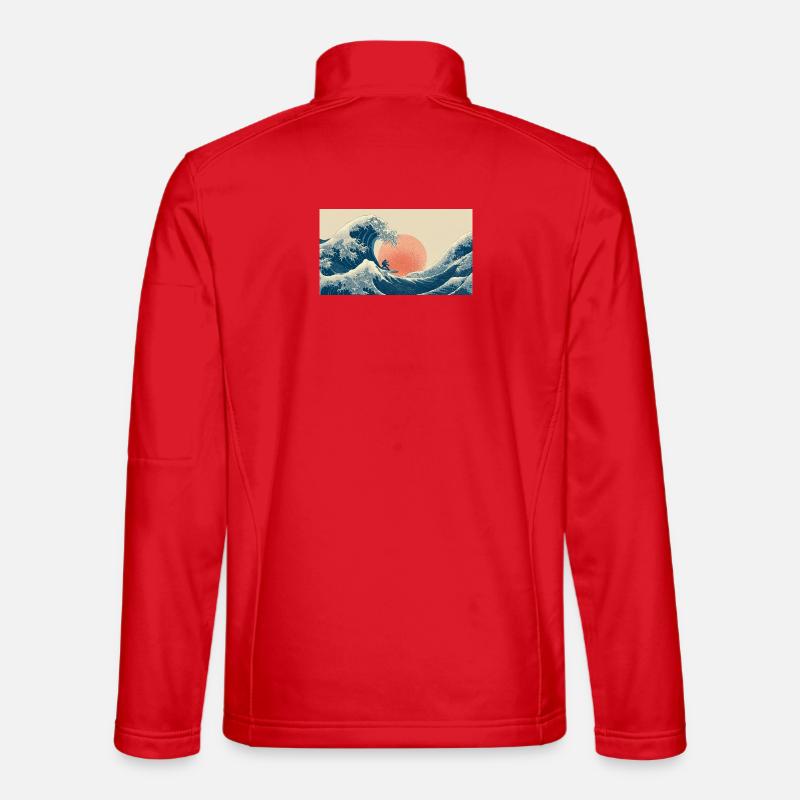 Surfing Wave at Sunset - Unisex Softshell Jacket - red