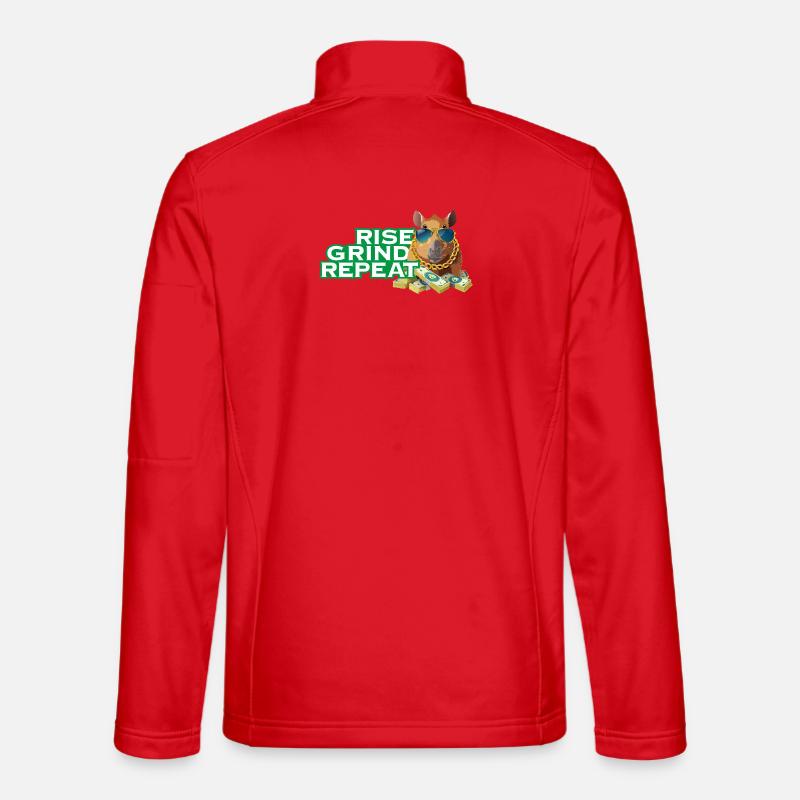 Rise, Grind, Repeat - Capybara Hustle motivation - Unisex Softshell Jacket - red
