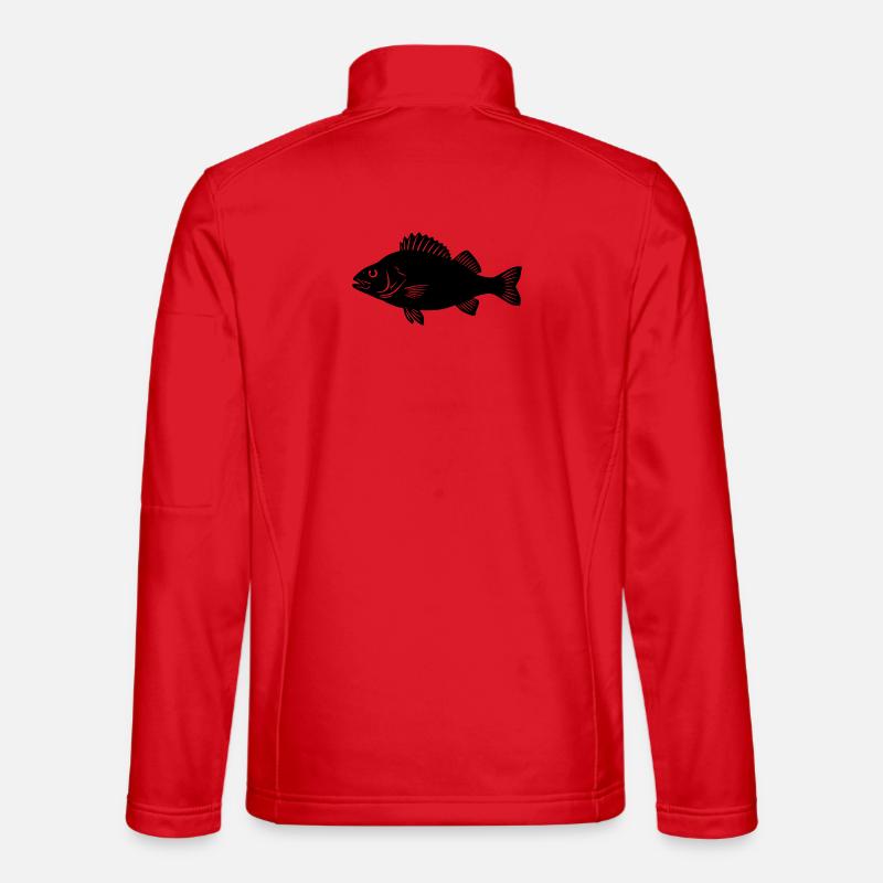 Flussbarsch Silhouette Angler Logo - Unisex Softshelljacke - Rot