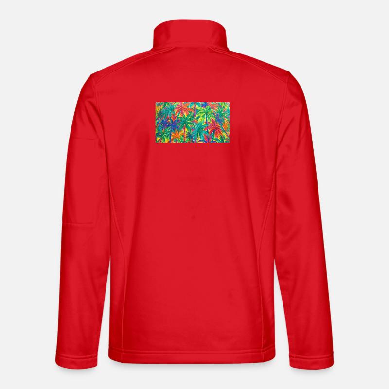 Palm Trees Tropical Pattern - Unisex Softshell Jacket - red