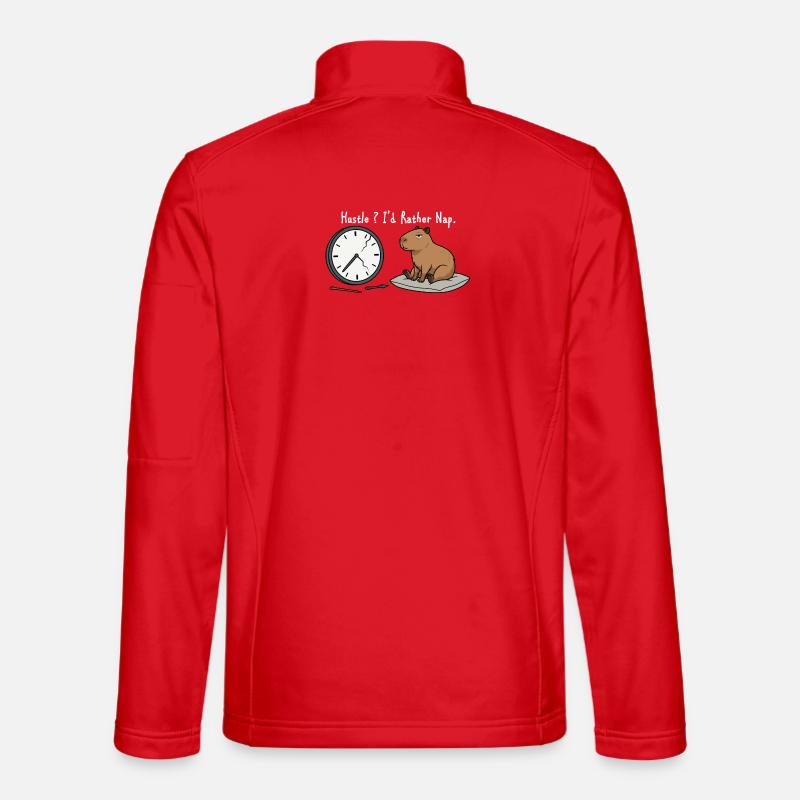 Capybara Nap Humor Trasig Klocka Vit - Softshelljacka unisex - röd