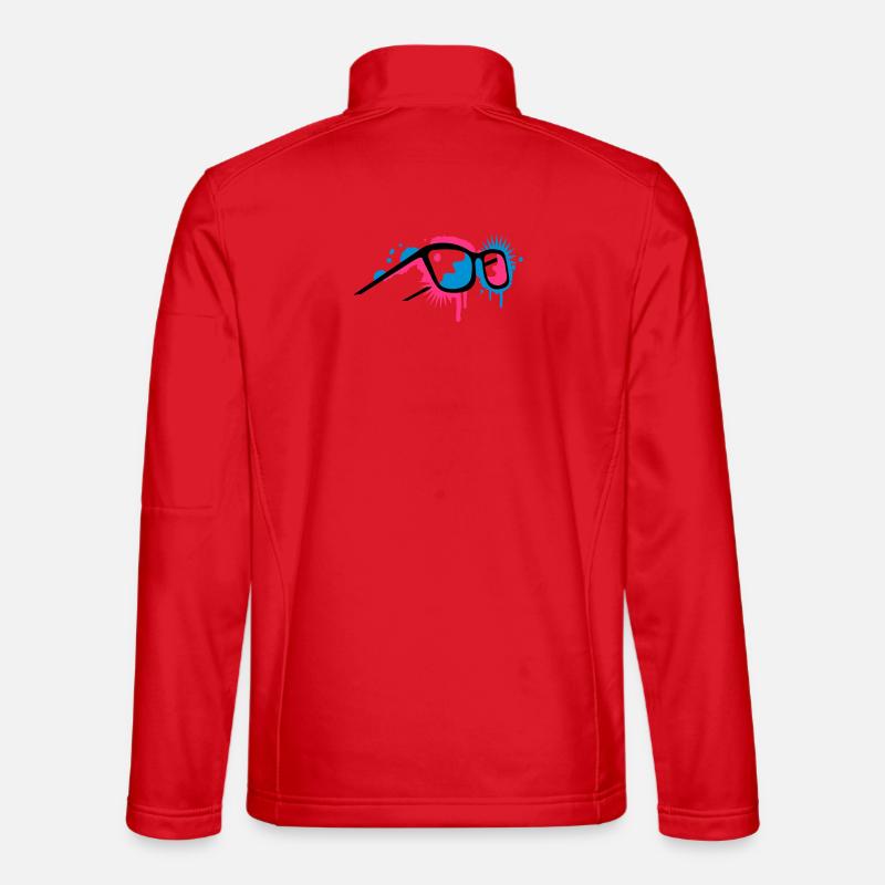 3D Brille im Graffiti Stil - Unisex Softshelljacke - Rot
