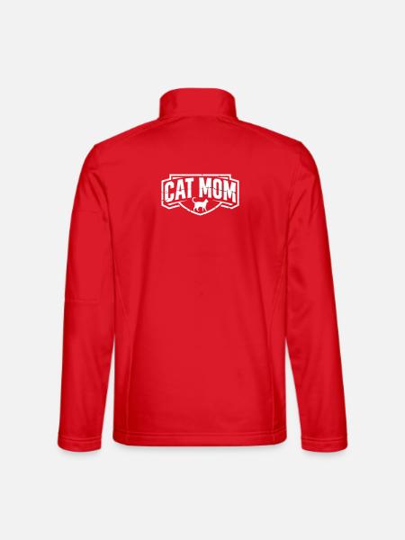 Cat Mom Vintage Wappen - Unisex Softshelljacke - Rot - Hinten