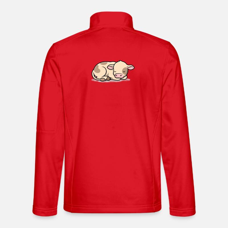 Schlafendes Kälbchen Kuh Baby Süß - Unisex Softshelljacke - Rot