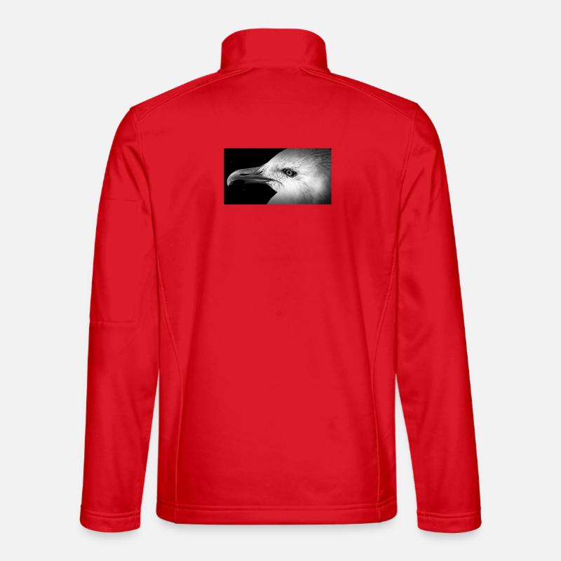 Schwarzweißes Möwenprofil - Unisex Softshelljacke - Rot