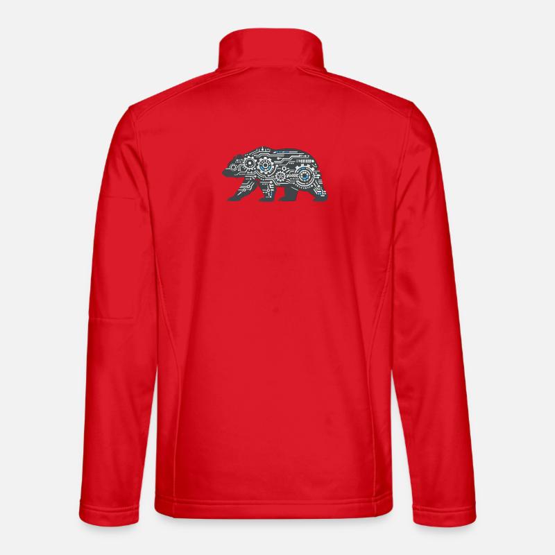 Kibernetischer Bär Circuit-Muster - Unisex Softshelljacke - Rot