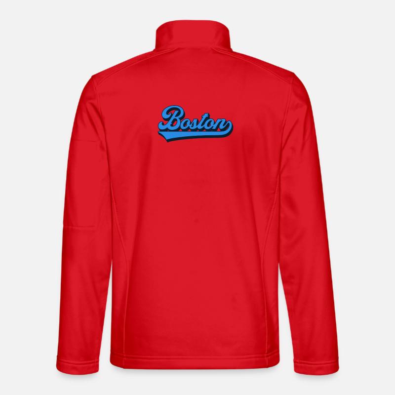Boston Blue Script Retro - Unisex Softshell Jacket - red