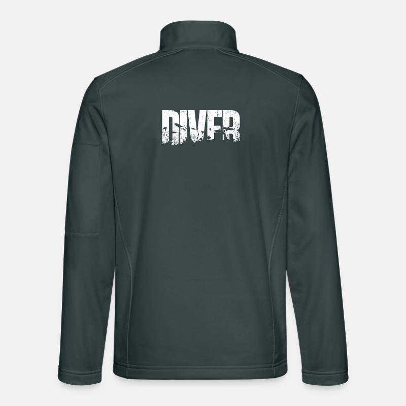Diver Ocean Bird Silhouette Typography Unisex Softshell Jacket