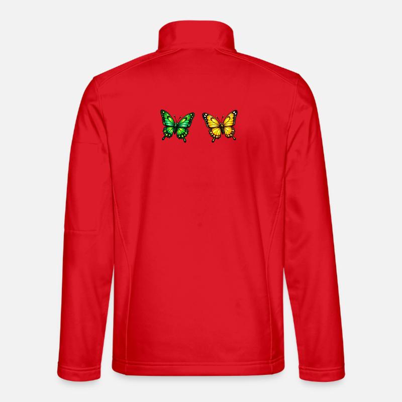 Lebendige Schmetterlinge: Grün & Gelb - Unisex Softshelljacke - Rot