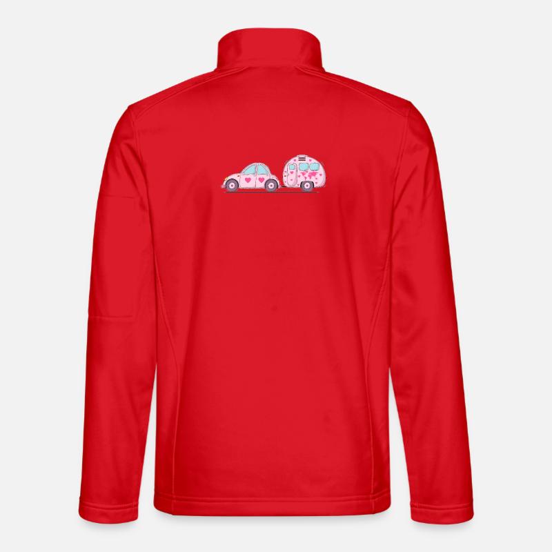 Auto mit Wohnwagen Rosa Herz Unisex Softshelljacke