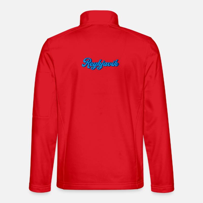 Reykjavik Blau Script Logo - Unisex Softshelljacke - Rot