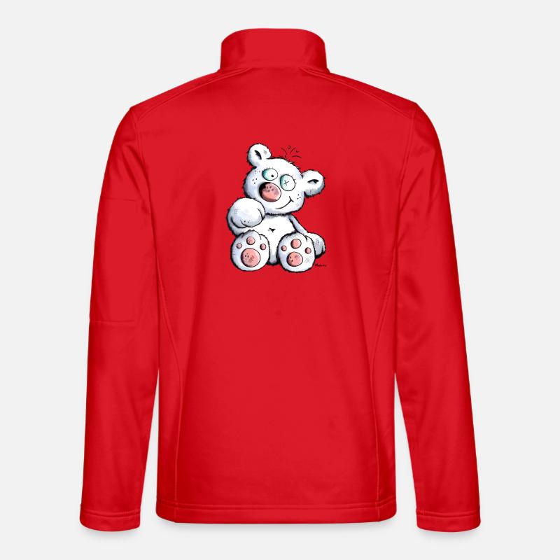 Cute White Teddy Bear - Unisex Softshell Jacket - red