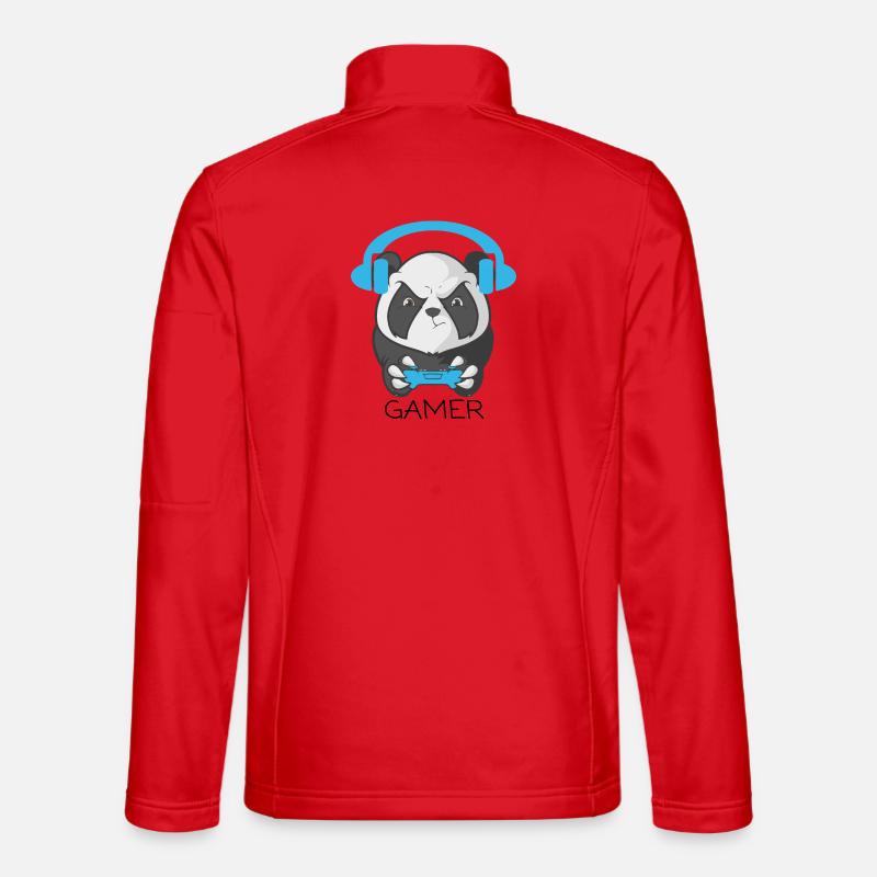 Verspieltes Panda-Gamer-Design - Unisex Softshelljacke - Rot