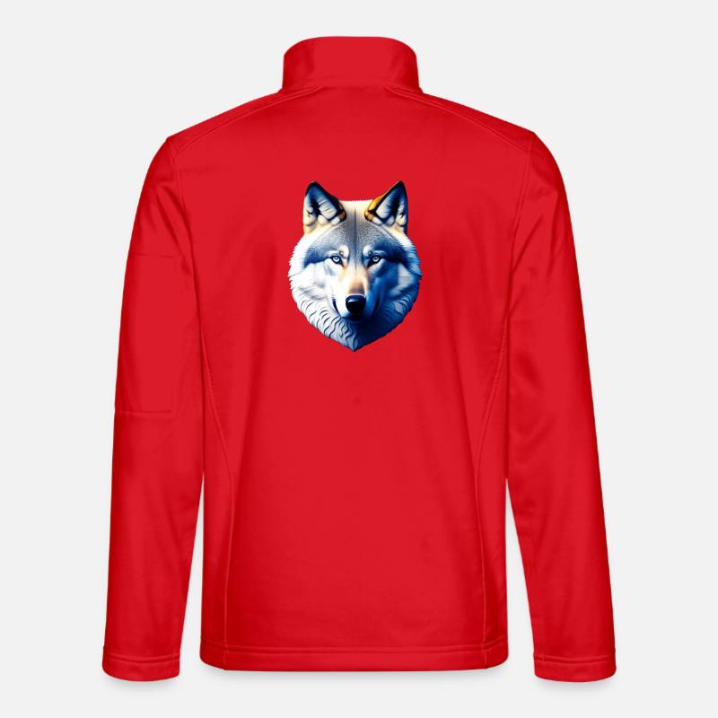 Wolfskopf mit blauen Augen - Unisex Softshelljacke - Rot