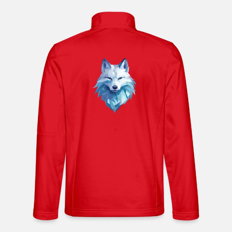 Polarfuchs im Polygon Stil - Unisex Softshelljacke - Rot
