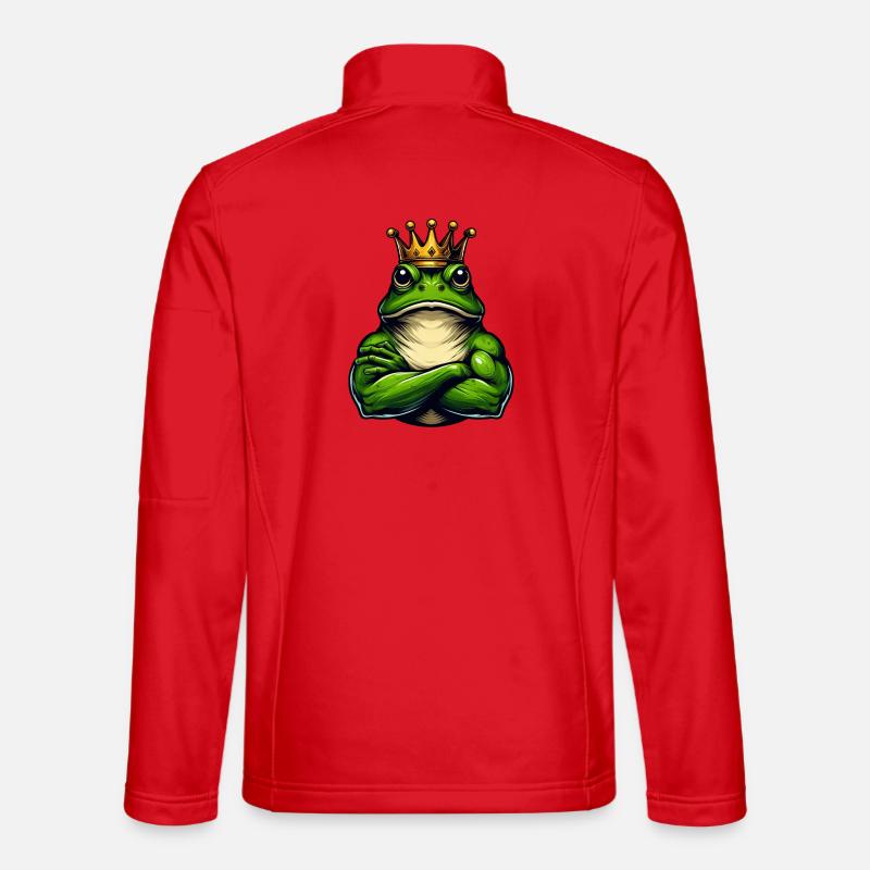 Muscular King Frog with Crown - Unisex Softshell Jacket - red