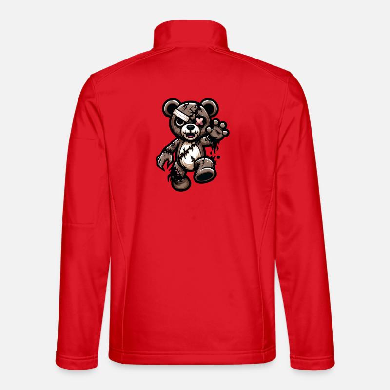 Disheveled teddy bear with scar - Unisex Softshell Jacket - red