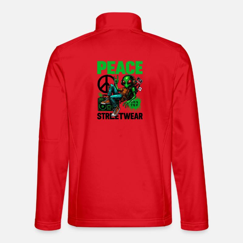 Alien mit Peace-Boombox - Unisex Softshelljacke - Rot