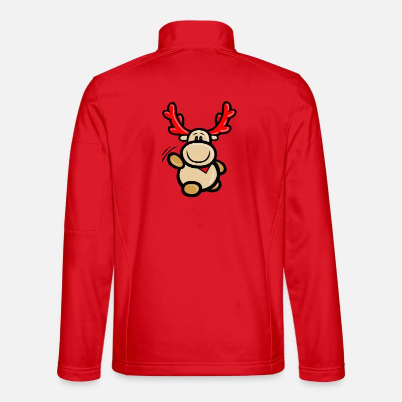 Comic reindeer Elmondo waving happily - Unisex Softshell Jacket - red