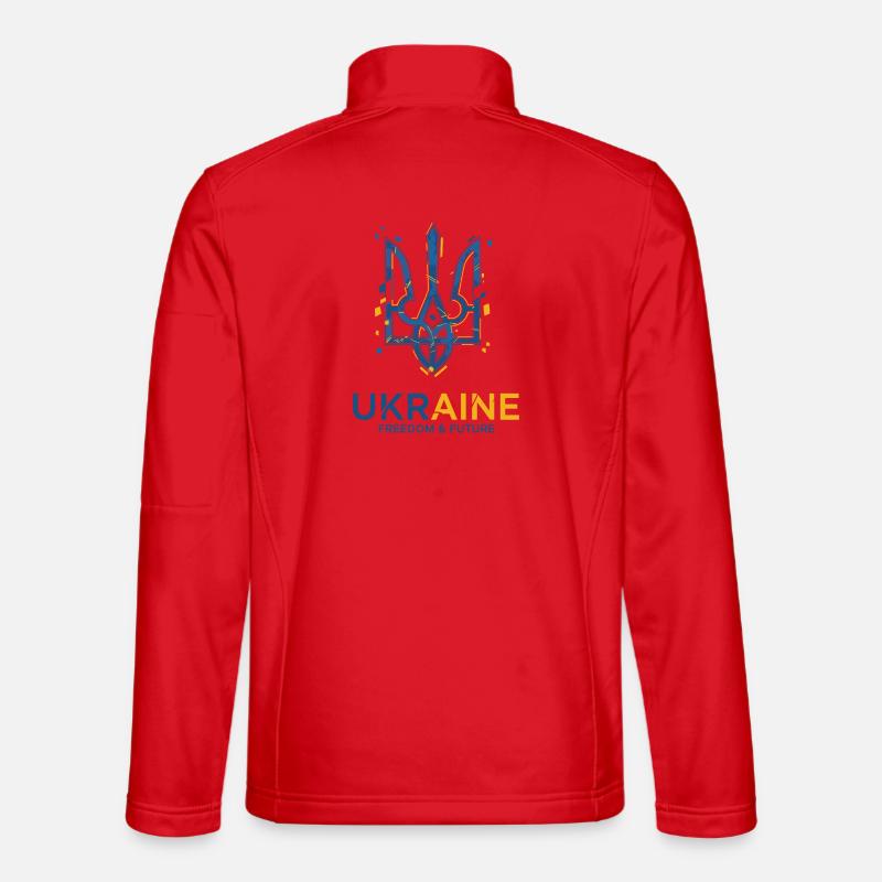 Ukrainian Trident Emblem with Freedom Theme - Unisex Softshell Jacket - red