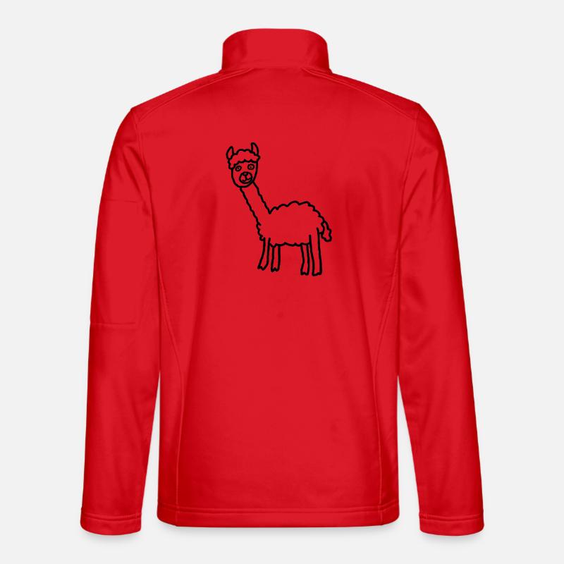 Llama Alpaca Silhouette Minimalstil - Unisex Softshelljacke - Rot