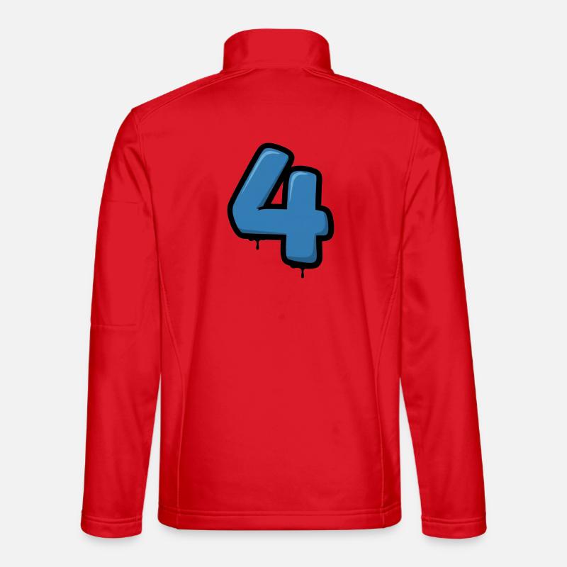 Graffiti Blue 4 Number Design Unisex Softshell Jacket