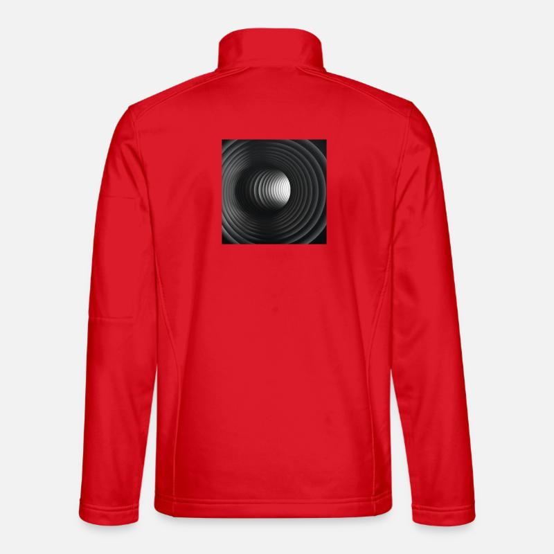 Black and white concentric tunnels - Unisex Softshell Jacket - red