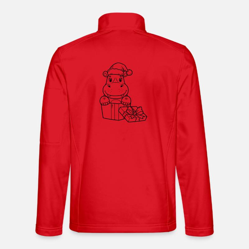 Weihnachts-Nilpferd mit Geschenken - Unisex Softshelljacke - Rot