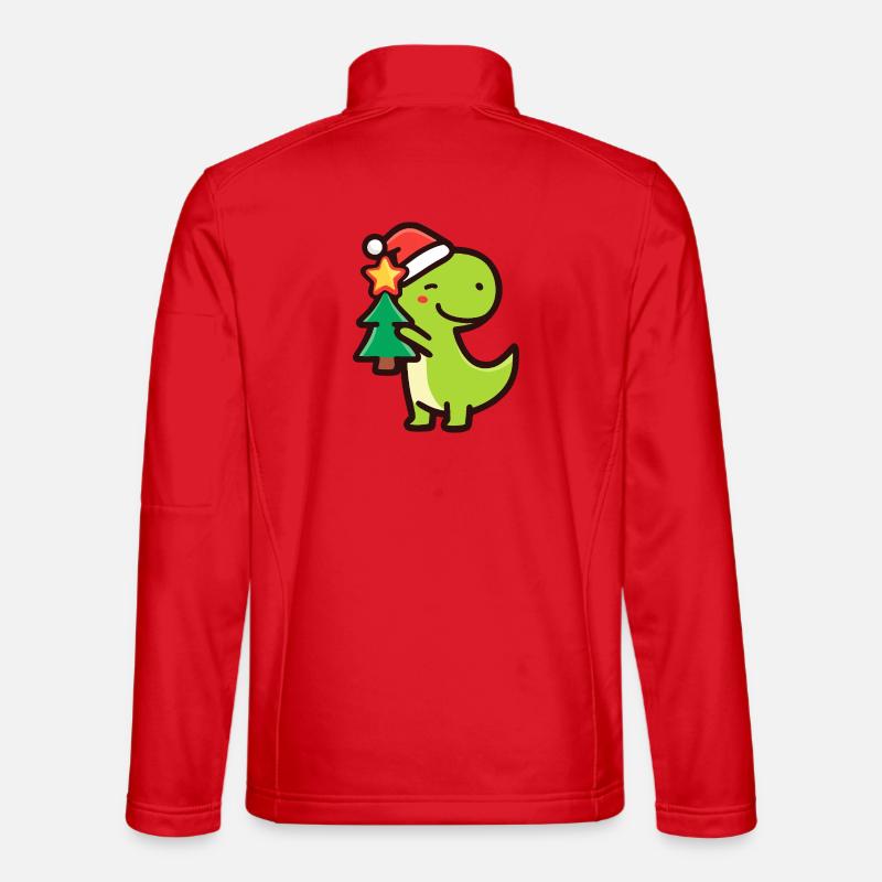 Kawaii Dino T-Rex with Christmas Tree Unisex Softshell Jacket