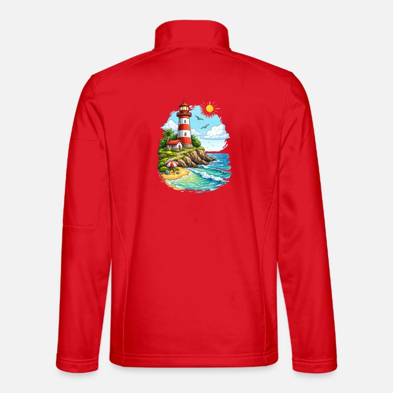Lighthouse Coastal Paradise - Unisex Softshell Jacket - red
