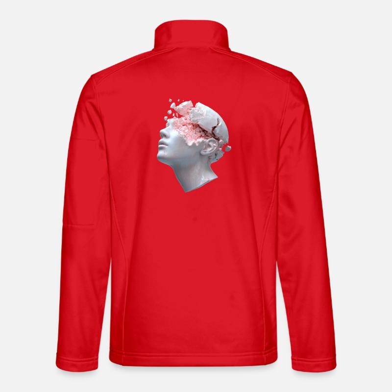 Zerfallender Kopf, innere Gedanken als Trümmer - Unisex Softshelljacke - Rot