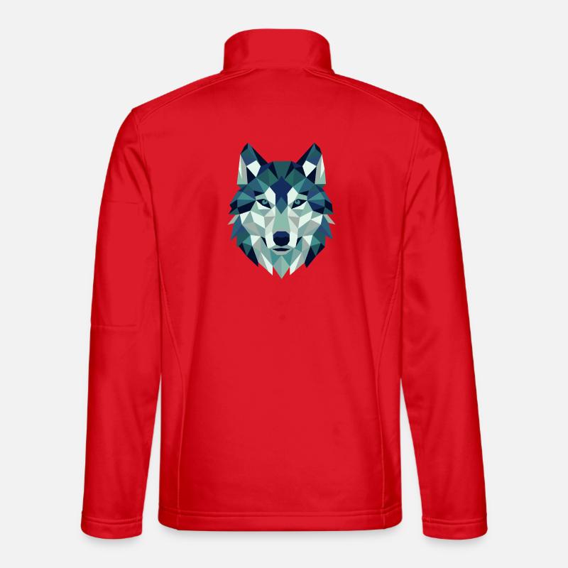 Wolfskopf Polygon Geometrie  - Unisex Softshelljacke - Rot