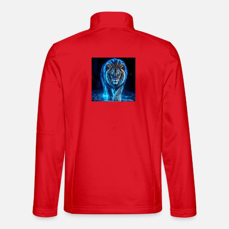 Neon Blue Lion Aura - Unisex Softshell Jacket - red